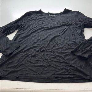 By Chicos Large Black Long Sleeve Loose Fit Basic T Shirt